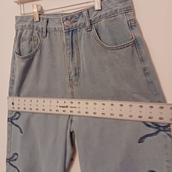 Dazy Wide Leg High Rise Jeans W/ Stitched Ribbons On Sides LRG (14 1/4 " Waist) - Picture 15 of 15